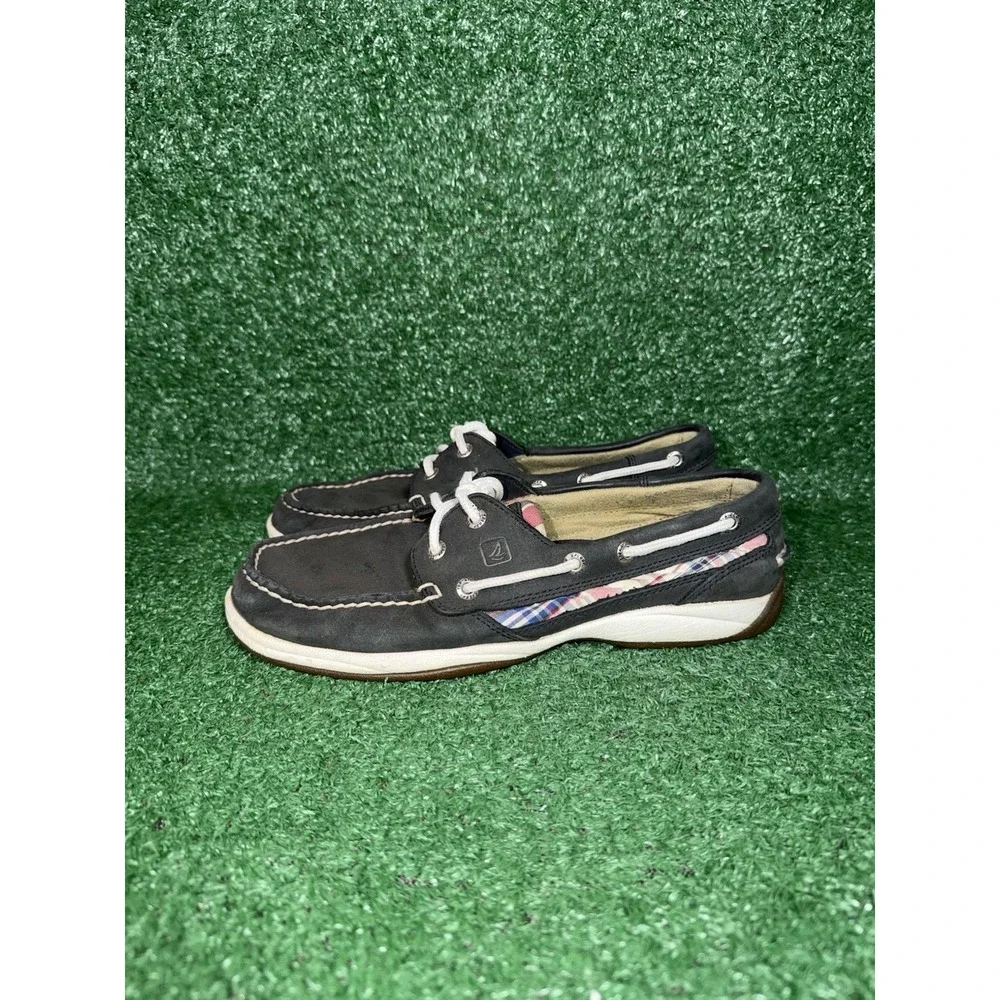 Sperry‎ Top Sider Boat Shoes Women Size 8 Black Leather Slip On Comfort Relaxed